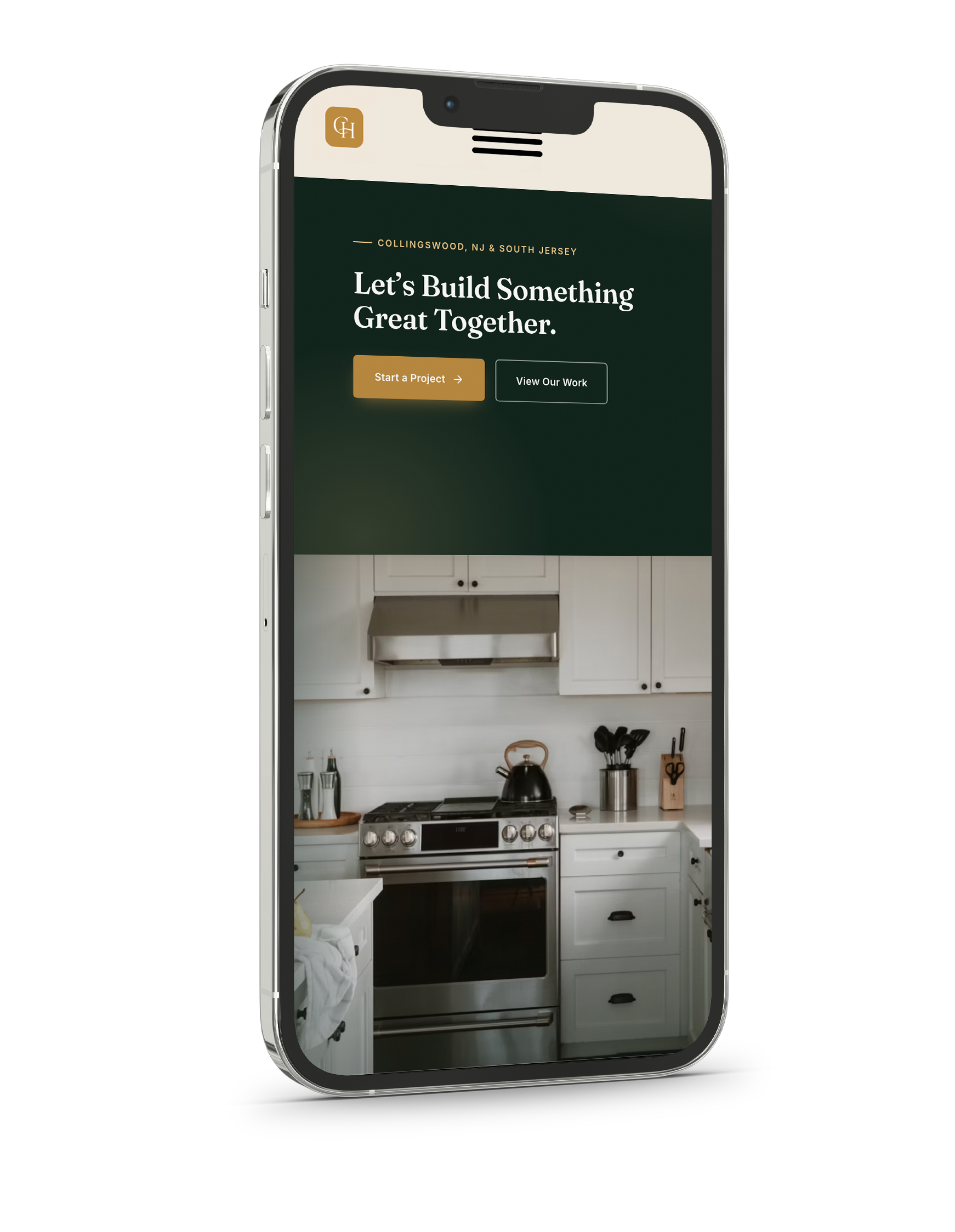 Collingswood Construction phone mockup