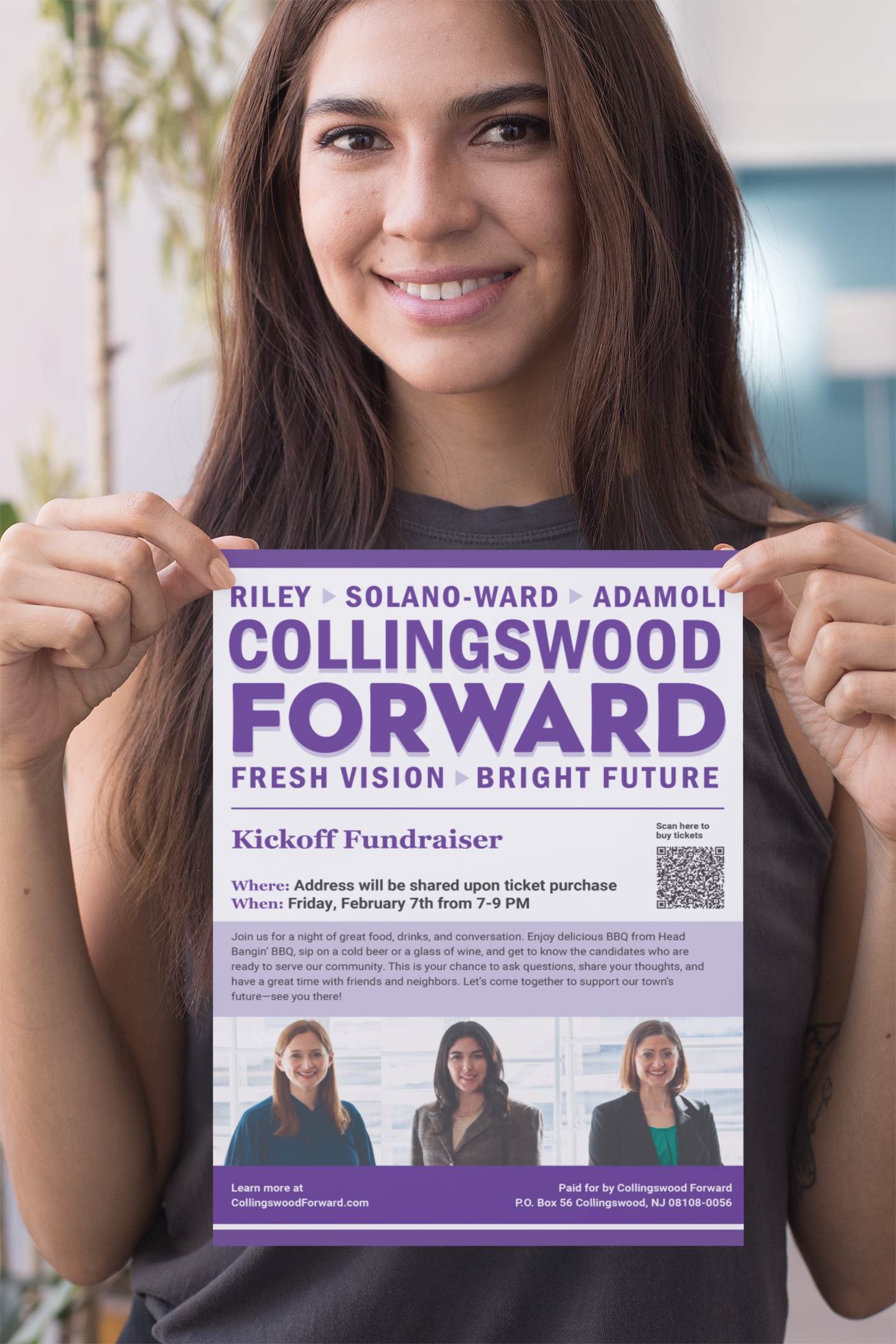 Mockup Of A Smiling Woman Holding An A4 Flyer With Both Hands 27359