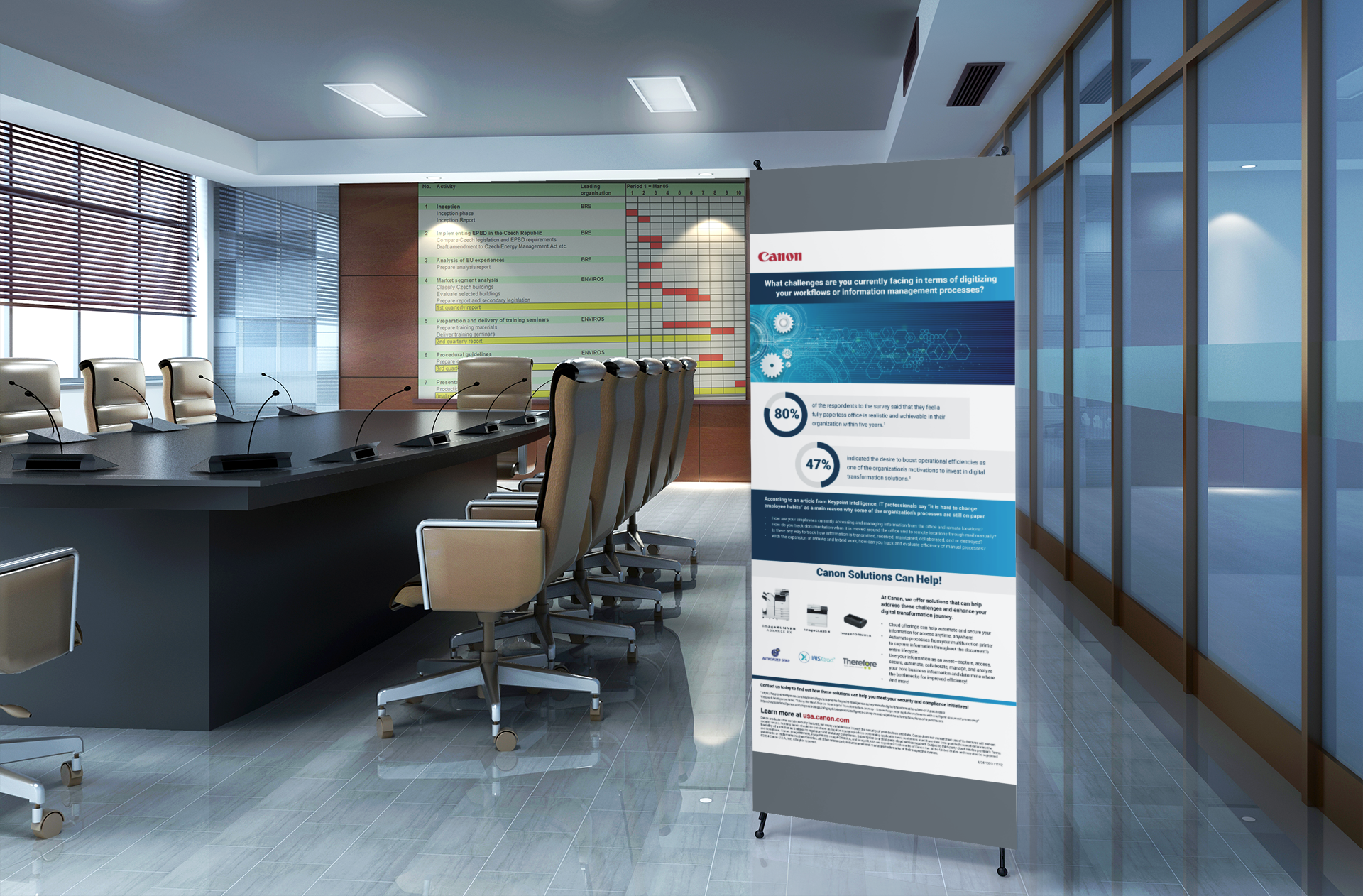 Mockup Of A Vertical Banner Standing In A Meeting Room 1036 El